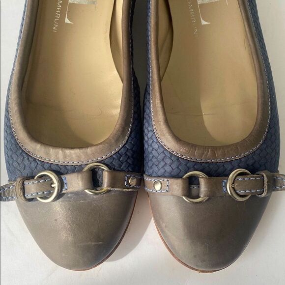 AGL Attilio Giusti Leombruni Ballet Flat Shoes Cap Toe Buckle Strap Accent EU 37